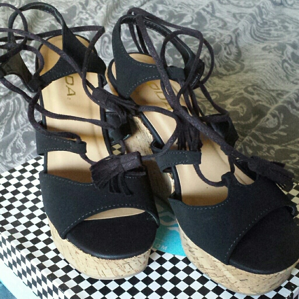 Lace up wedges